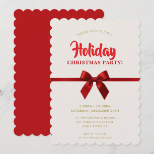 Cartes Pour Fêtes Annuelles FETE DE NOËL moderne élégant ruban rouge bow or