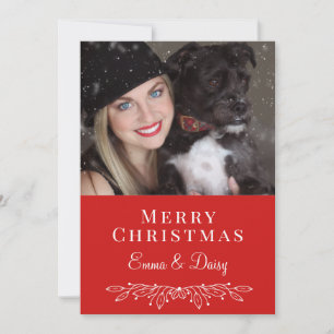 Cartes Pour Fêtes Annuelles Fête De Noël Photo Femme Et Chien