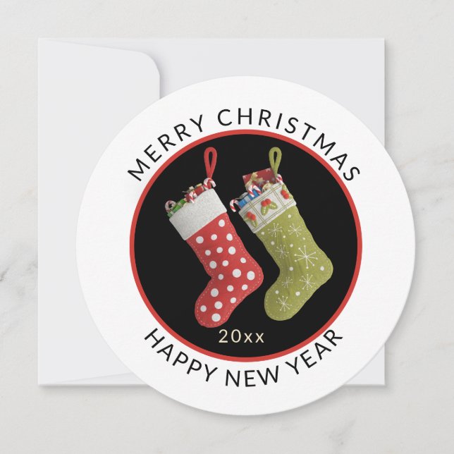 Cartes Pour Fêtes Annuelles Fête de Noël unique, minimum, ronde (Devant)