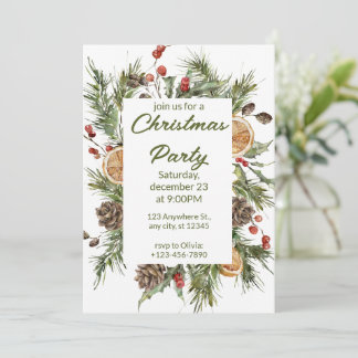 Cartes Pour Fêtes Annuelles Fête de Noël Vert Et Blanc Aquarelle