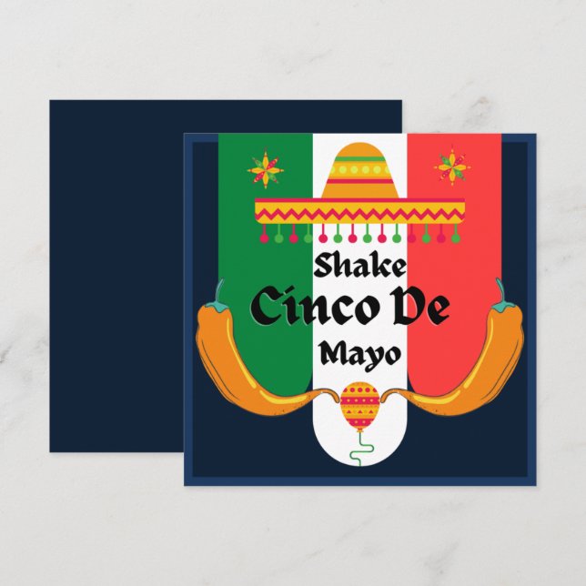 Cartes Pour Fêtes Annuelles Fête de Shake Shake Shake Cinco De Mayo  (Devant / Derrière)