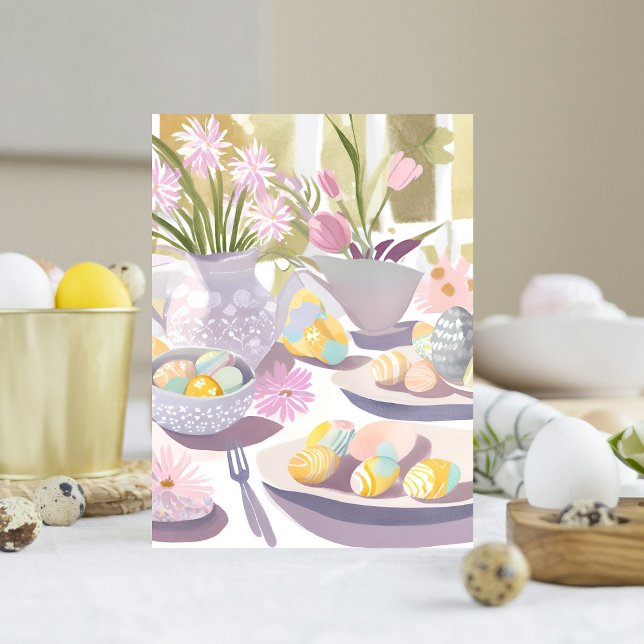 Cartes Pour Fêtes Annuelles Fête de thé à l'aquarelle de Pâques (Créateur téléchargé)