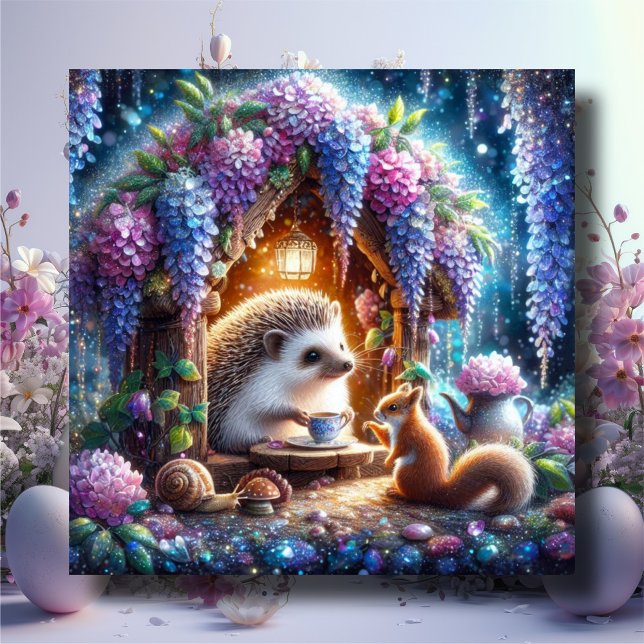 Cartes Pour Fêtes Annuelles Fête de thé Whimsical Woodland Animaux (Créateur téléchargé)
