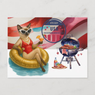 Cartes Pour Fêtes Annuelles Fête des Amoureux de Chats 4 juillet Jour de l'Ind