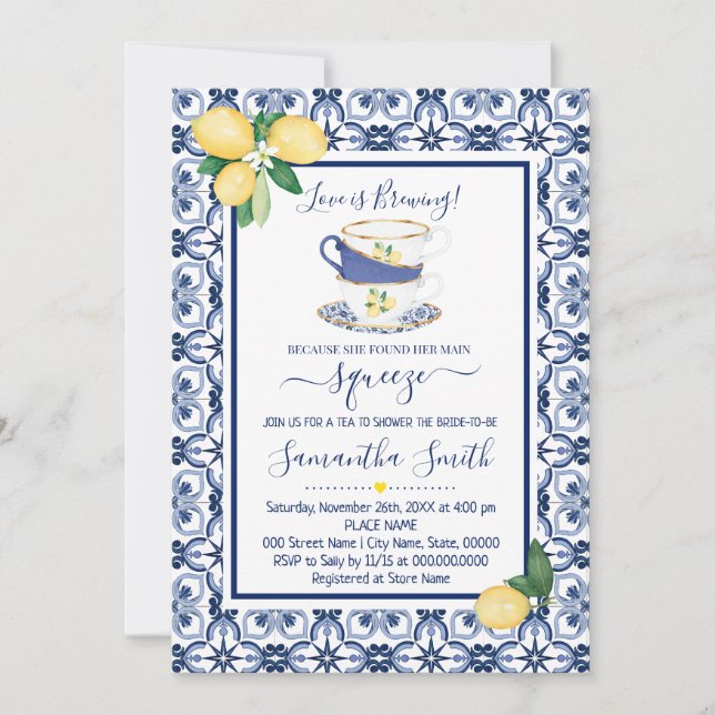Cartes Pour Fêtes Annuelles Fête des mariées de thé aux citrons méditerranéens (Devant)