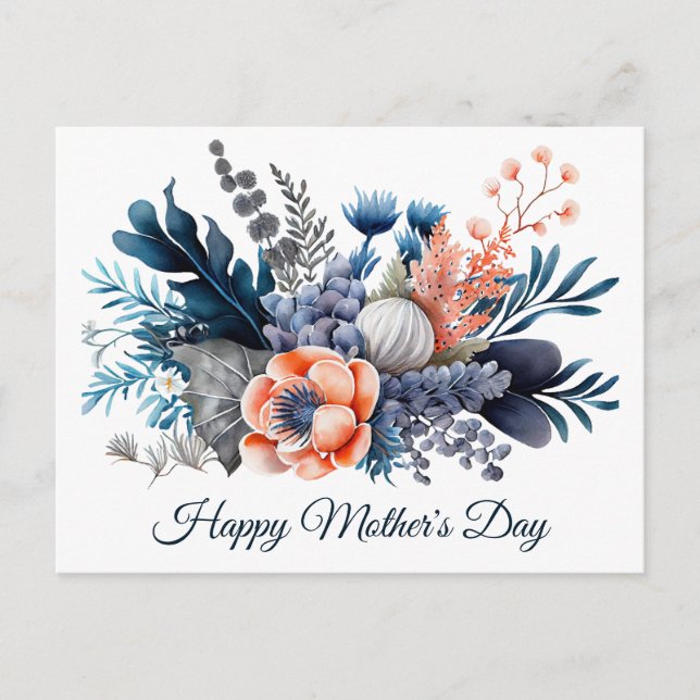 Cartes Pour Fêtes Annuelles Fête des mères à l'aquarelle florale (Devant)
