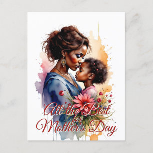 Cartes Pour Fêtes Annuelles Fête des mères Art d'amour aquarelle africaine