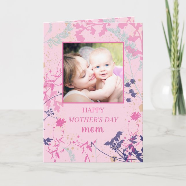 Cartes Pour Fêtes Annuelles Fête des mères de fleurs roses géantes (Devant)