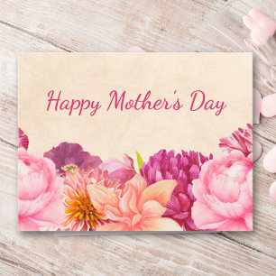 Cartes Pour Fêtes Annuelles Fête des Mères Design Élégant Fleurs Roses