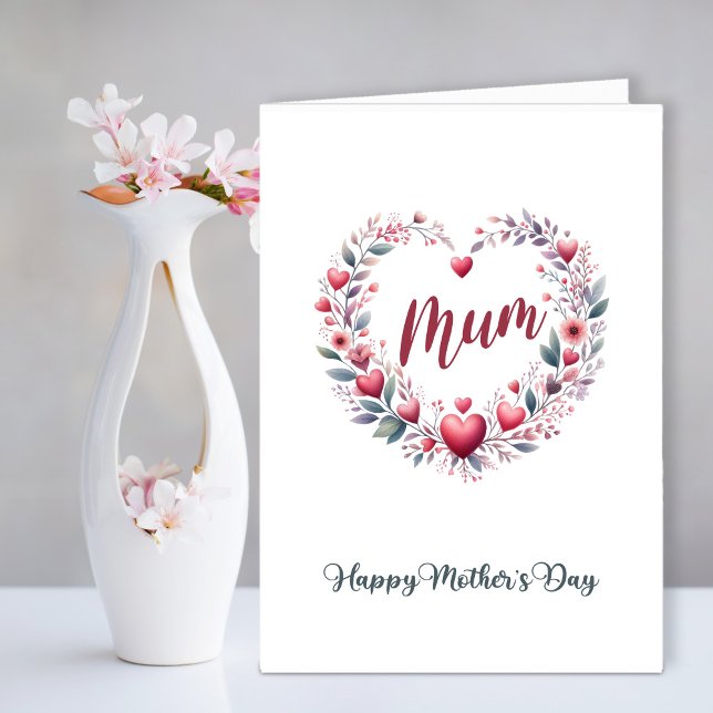 Cartes Pour Fêtes Annuelles Fête des Mères du Coeur Floral Rouge (Créateur téléchargé)