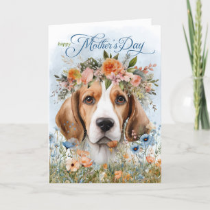 Cartes Pour Fêtes Annuelles Fête des mères du Fleur sauvage de chien beagle