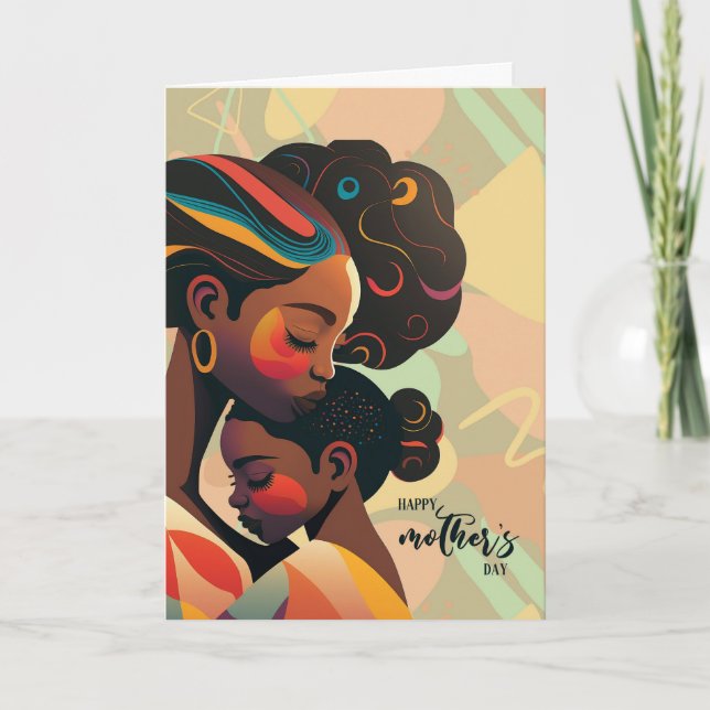 Cartes Pour Fêtes Annuelles Fête des mères et des enfants afro-américains (Devant)