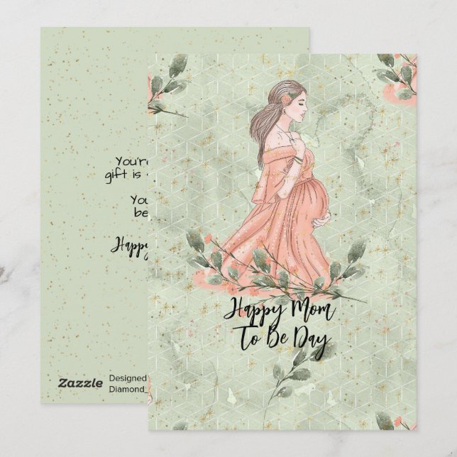 Cartes Pour Fêtes Annuelles Fête des Mères Future Maman Vert (Devant / Derrière)