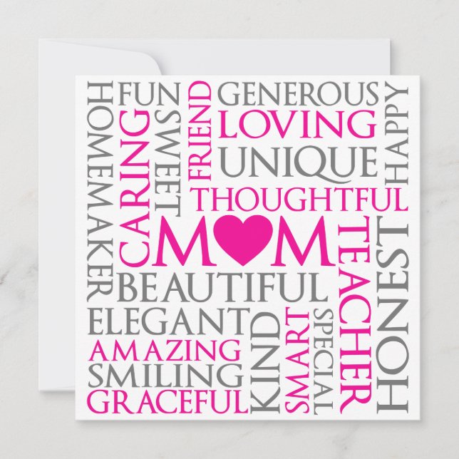 Cartes Pour Fêtes Annuelles Fête des mères Maman Amour Hommage (Devant)