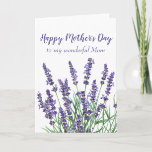 Cartes Pour Fêtes Annuelles Fête des Mères Maman, Lavender Spring Garden Flowe