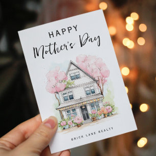 Cartes Pour Fêtes Annuelles Fête des Mères Personnalisée Aquarelle Maison Immo