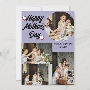 Cartes Pour Fêtes Annuelles Fête des mères personnalisées, Quatre photos colla