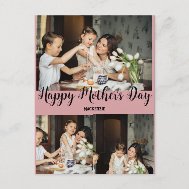 Cartes Pour Fêtes Annuelles Fête des mères personnalisées, trois photo collage (Devant)