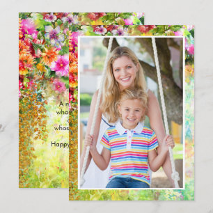 Cartes Pour Fêtes Annuelles Fête des Mères Photo Aquarelle Pays Jardin Nom