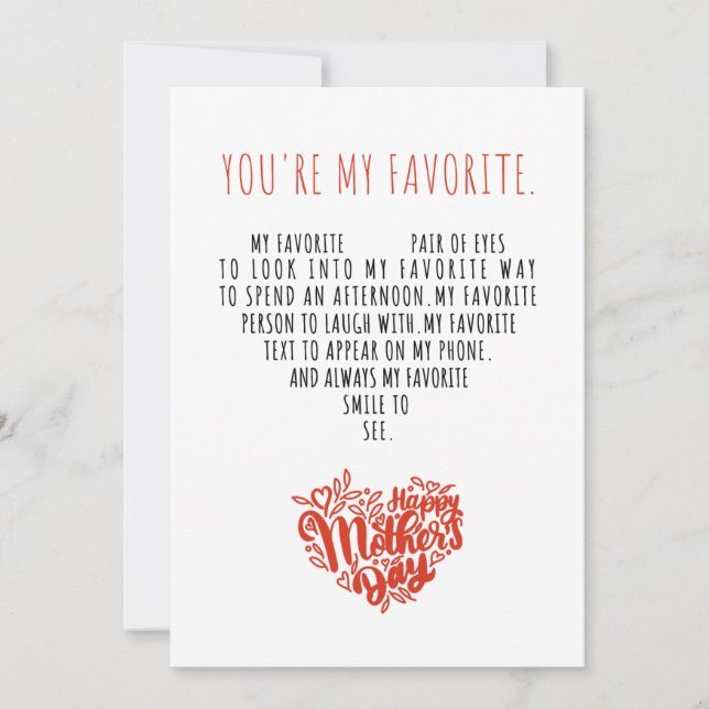 Cartes Pour Fêtes Annuelles Fête des Mères romantique pour maman (Devant)