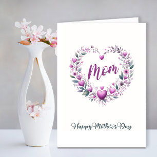 Cartes Pour Fêtes Annuelles Fête des Mères Rose Floral Heart