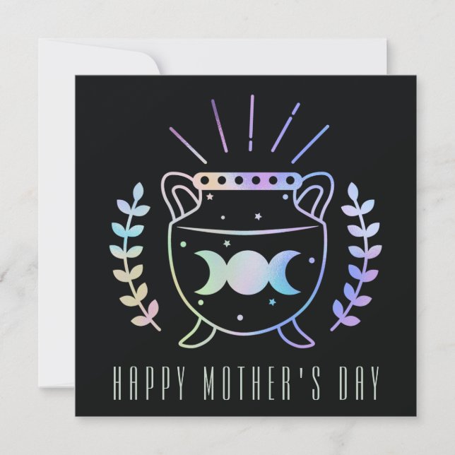 Cartes Pour Fêtes Annuelles Fête des mères Triple Moon Cauldron Witch Maman (Devant)
