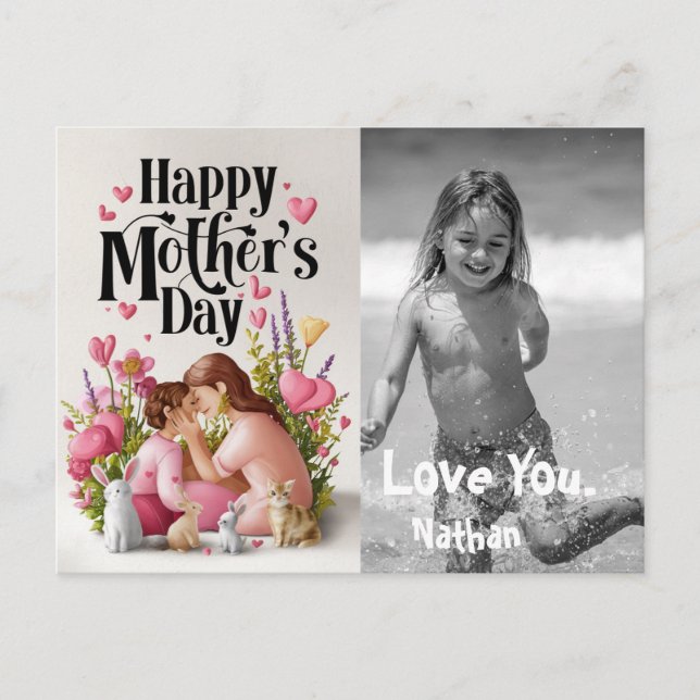 Cartes Pour Fêtes Annuelles *~* Fête des Mères Whimsical AP72 Coeurs photo (Devant)
