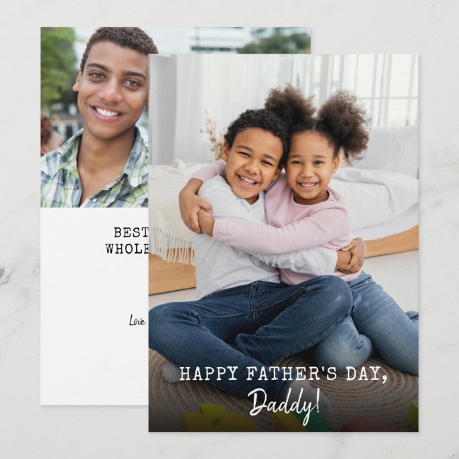 Cartes Pour Fêtes Annuelles Fête des Pères 2 Photos (Devant / Derrière)