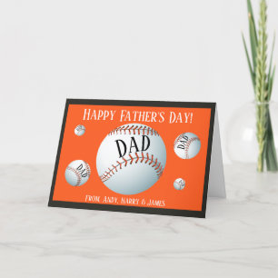 Cartes Pour Fêtes Annuelles Fête des pères de baseball sportif personnalisée