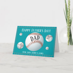 Cartes Pour Fêtes Annuelles Fête des pères de baseball sportif personnalisée