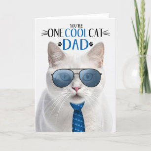 Cartes Pour Fêtes Annuelles Fête des pères de chat blanc un chat Cool