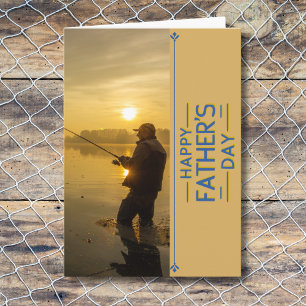Cartes Pour Fêtes Annuelles Fête des pères de pêche au coucher du soleil d'or