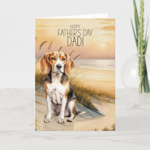 Cartes Pour Fêtes Annuelles Fête des pères de plage beagle Dog Sunset