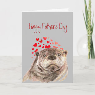 Cartes Pour Fêtes Annuelles Fête des pères Papa aime mon coeur mignonne Otter
