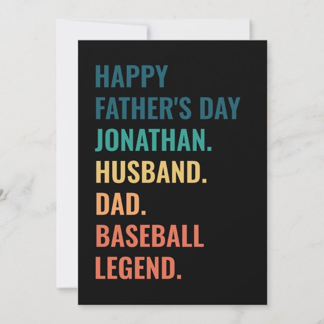 Cartes Pour Fêtes Annuelles Fête des pères papa légende de baseball personnali (Devant)
