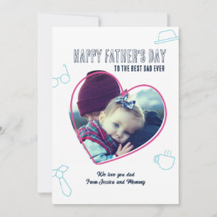 Cartes Pour Fêtes Annuelles Fête des pères Photo personnalisée Cadre Coeur Coo