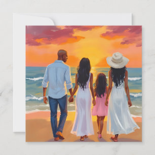 Cartes Pour Fêtes Annuelles Fête des pères Sunset Beach promenade en famille