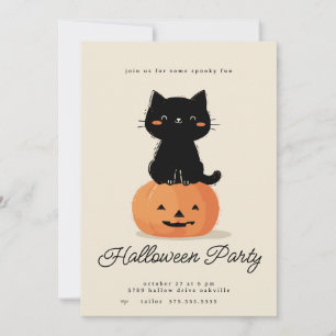 Cartes Pour Fêtes Annuelles Fête d'Halloween Chat et Citrouille 