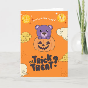 Cartes Pour Fêtes Annuelles Fête d'Halloween Farce ou Friandise Ours Citrouill