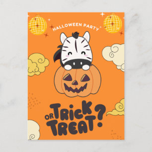 Cartes Pour Fêtes Annuelles Fête d'Halloween Tour ou Friandise Zèbre Citrouill