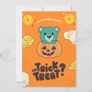 Cartes Pour Fêtes Annuelles Fête d'Halloween Tour ou Trait Ours Citrouille Vac