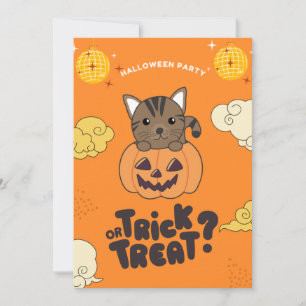 Cartes Pour Fêtes Annuelles Fête d'Halloween Tour ou Traitement Chat Citrouill