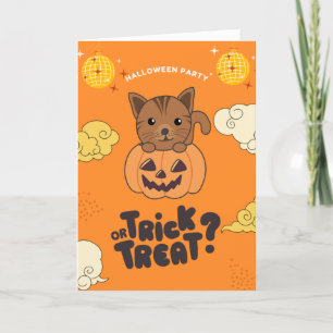 Cartes Pour Fêtes Annuelles Fête d'Halloween Tour ou Traitement Chat Citrouill