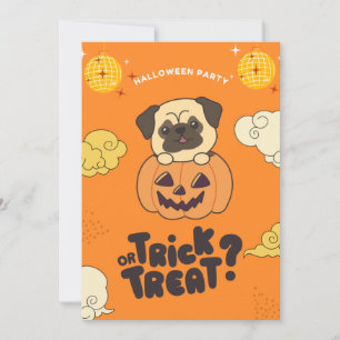 Cartes Pour Fêtes Annuelles Fête d'Halloween Tour ou Traitement Pug Citrouille