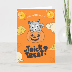 Cartes Pour Fêtes Annuelles Fête d'Halloween Trick Or Treat Chat Citrouille Va