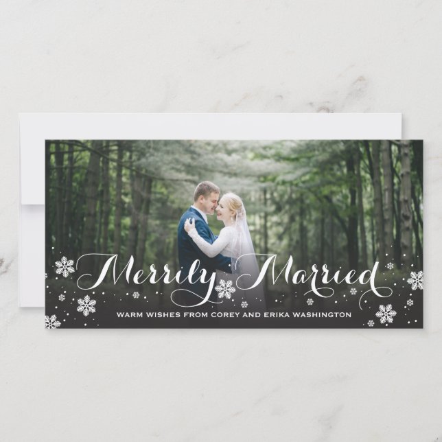 Cartes Pour Fêtes Annuelles Fête du flocon de neige marié (Devant)