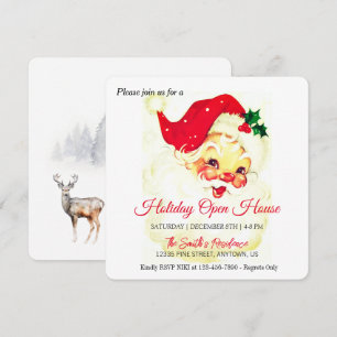 Cartes Pour Fêtes Annuelles Fête du Père Noël rétro, Maison ouverte