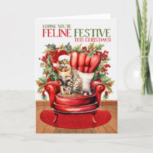 Cartes Pour Fêtes Annuelles Fête Fête du chat de Noël du Bengale