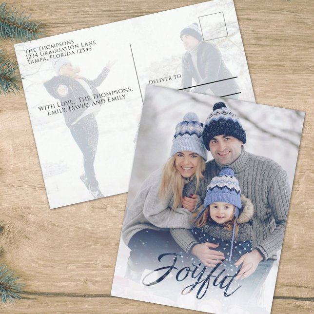 Cartes Pour Fêtes Annuelles Fête Joyeuse Marine Blue Snowflake Hiver 2 Photo (Créateur téléchargé)
