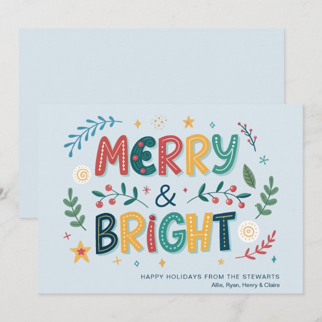 Cartes Pour Fêtes Annuelles Fête Joyeux et Lumineux Non-Photo (Devant / Derrière)